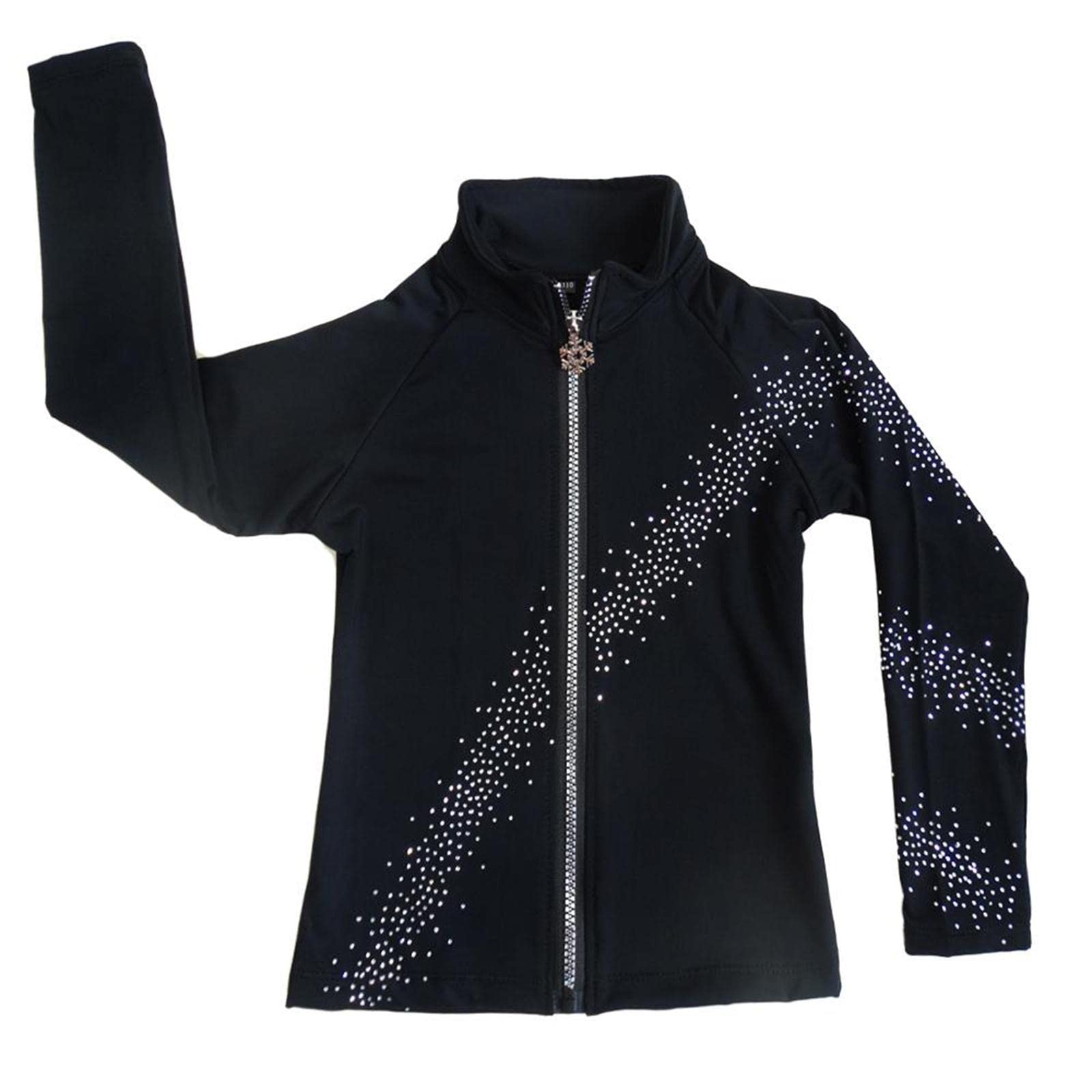 Completo Abbigliamento Pattinaggio Artistico Tuta Giacca Pantaloni Spandex Elasticizzato Decorazioni Brillanti Ideale per Ragazze Donne