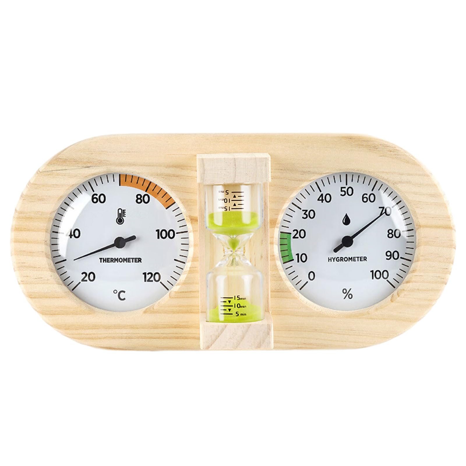 Temperature Humidity Measurement Meter with Sand Timer Wall Mounted Thermometers Hygrometer for Bathroom Sauna Room Sauna Thermometers with Sand Timer