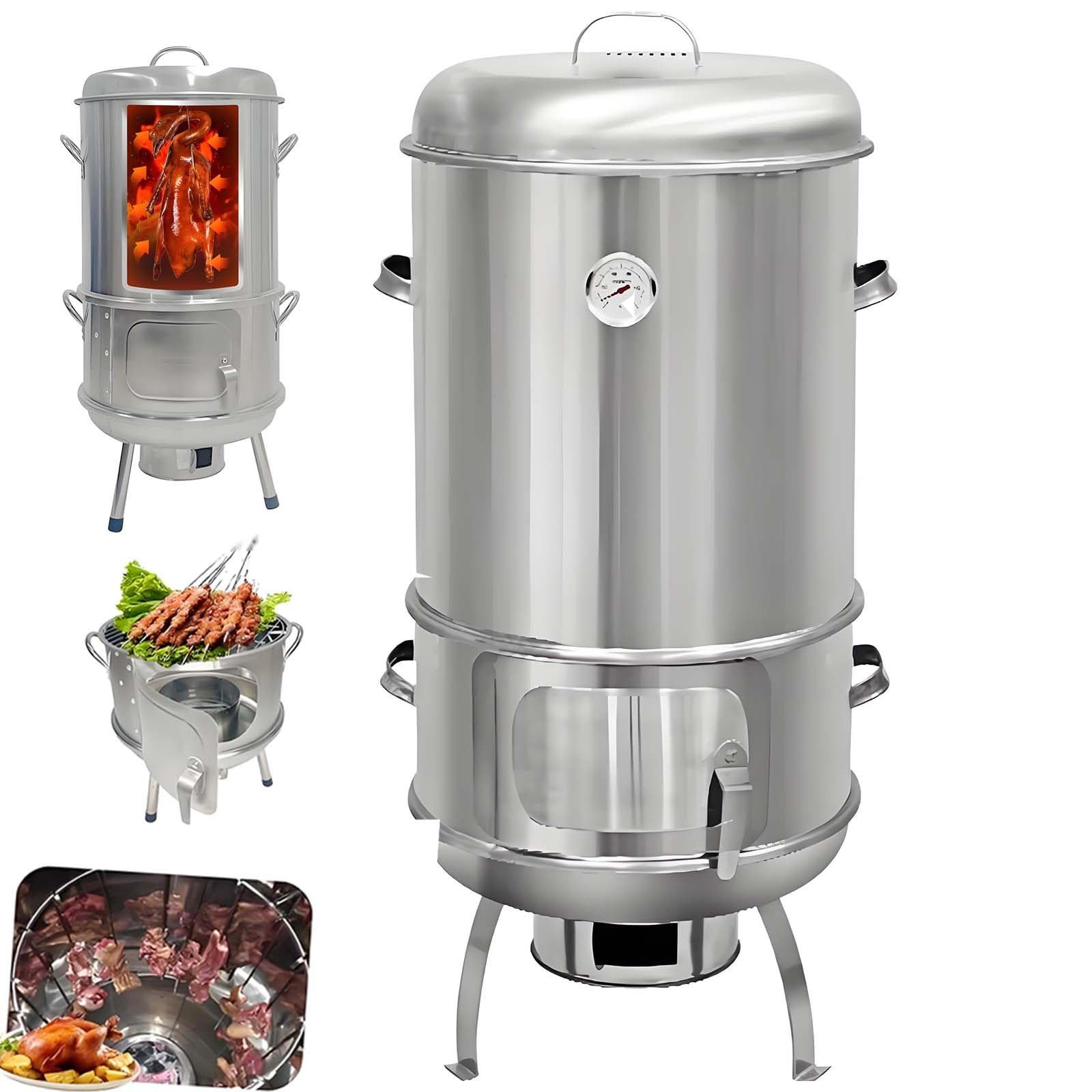 Mini Grill Pionowy Ze Stali Nierdzewnej,Przenośny Grill Komercyjny | Grill Węglowy O średnicy Do Grillowania Szaszłyków,Grill Węglowy Do Użytku Domowego/Zewnętrznego Do Pieczenia Kaczki