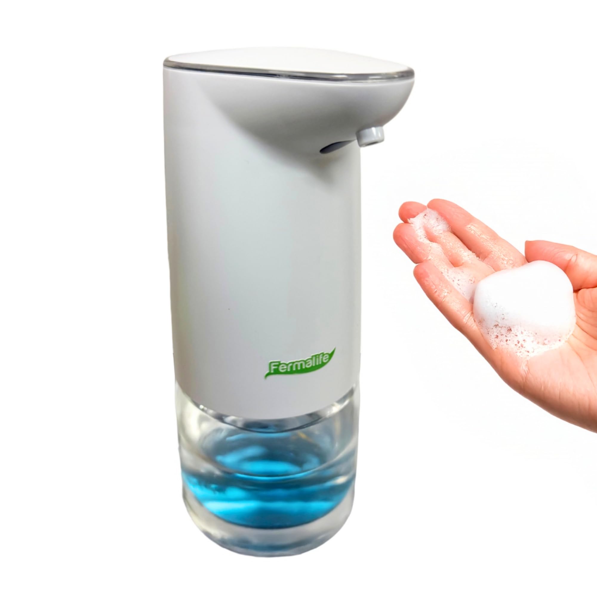 FERMALIFE Dispenser automatico di sapone in schiuma, ricaricabile tramite USB, senza contatto, ricaricabile, con pulsante di erogazione regolabile in schiuma, per cucina e bagno, 500 ml