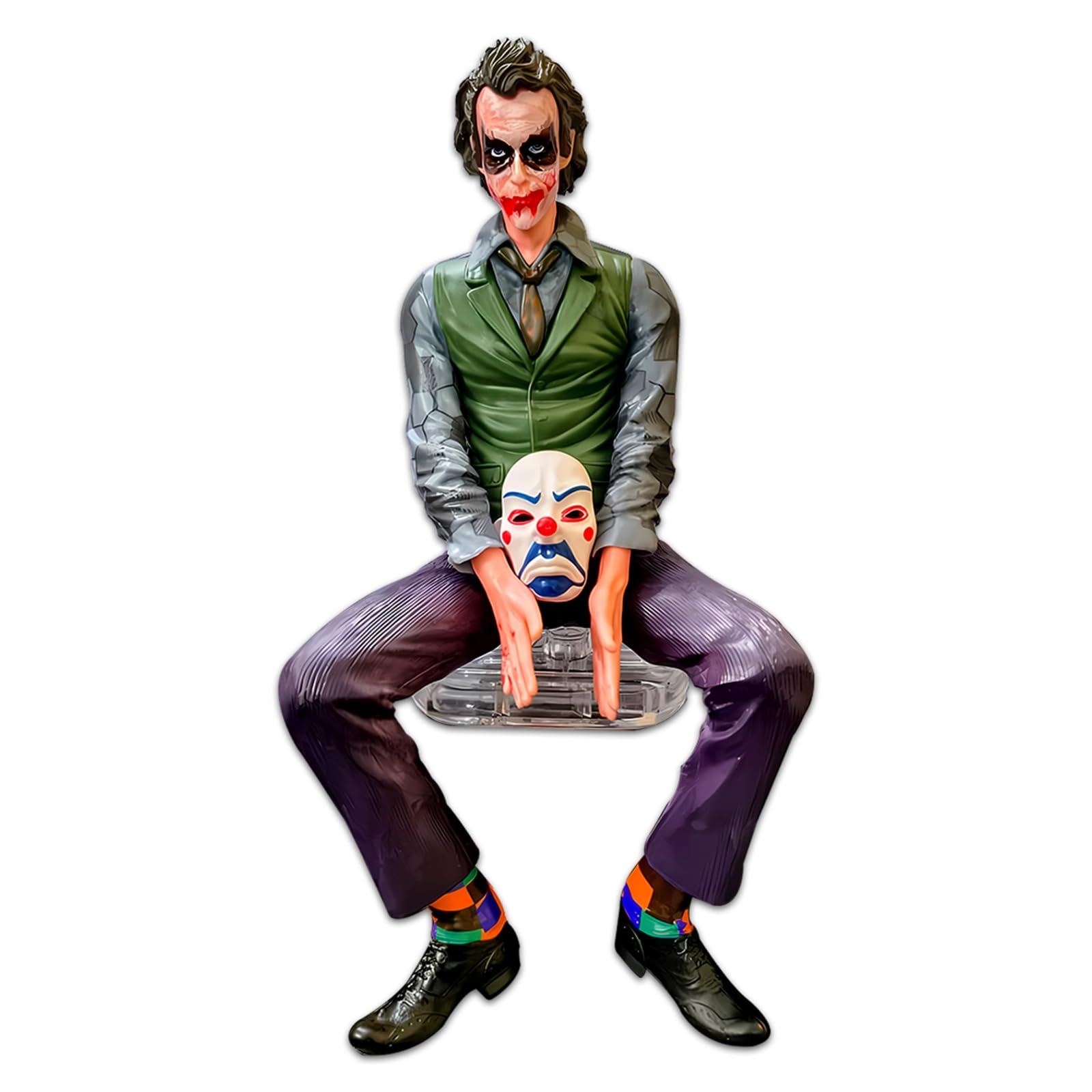 Joker Car Dashboard Figurine Big Size | Villain Mask Idol for Car Interior Decoration | Premium Resin Showpiece for Home & Office | Anti-Slip Base (Big)-image-2