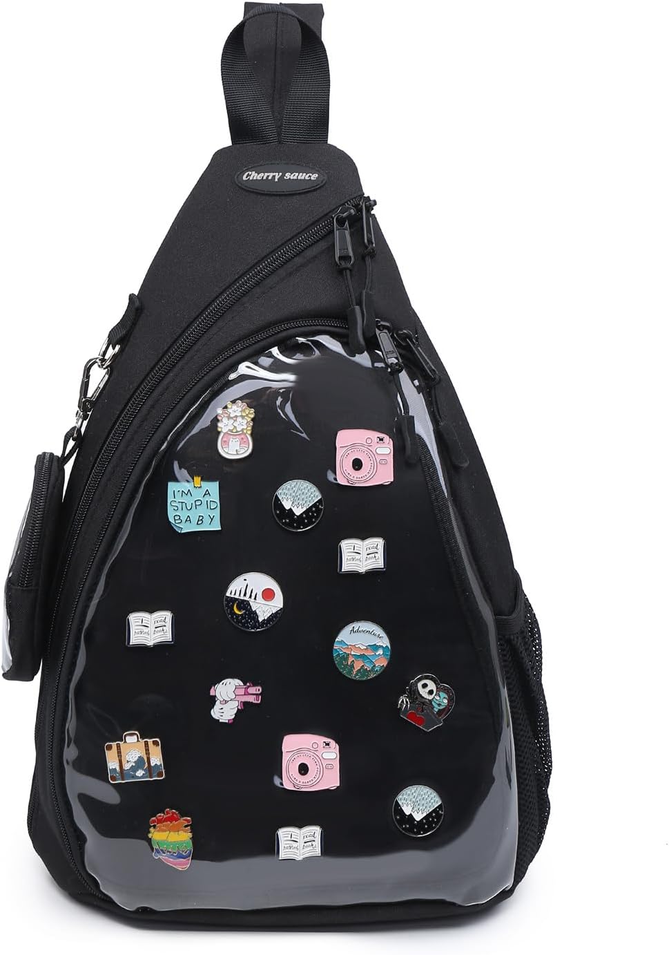 CHERRY SAUCE Oxford Ita Bag Kawaii Pin Display Chest Pack Single Shoulder Bag Sport Backpack Hiking Daypack