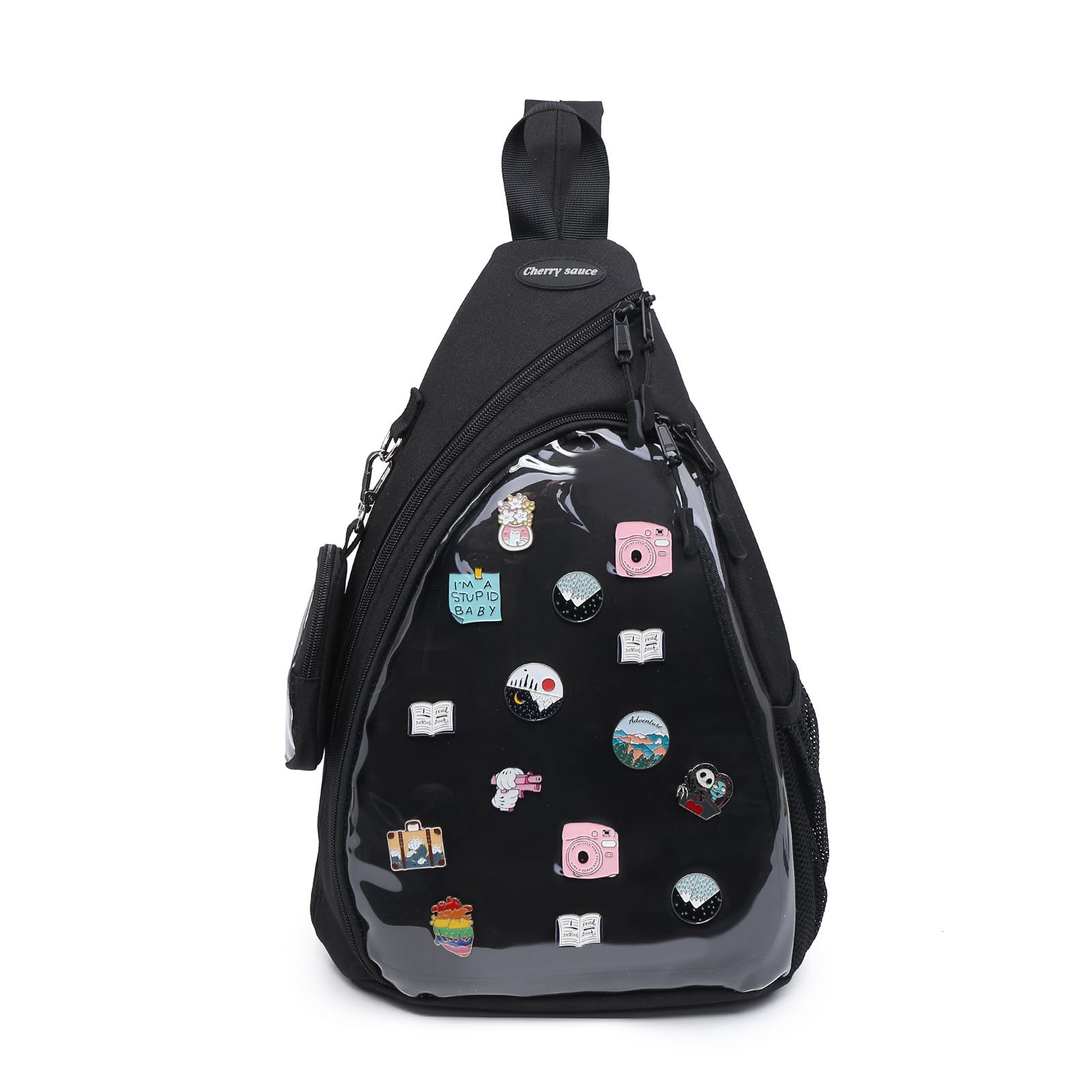 CHERRY SAUCE Oxford Ita Bag Kawaii Pin Display Chest Pack Single Shoulder Bag Sport Backpack Hiking Daypack