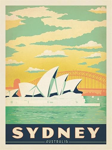 WenKa Australia Sydney Harbor - Pósteres de viaje vintage por la ciudad, arte de pared, decoración de habitación de preppy, decoración de