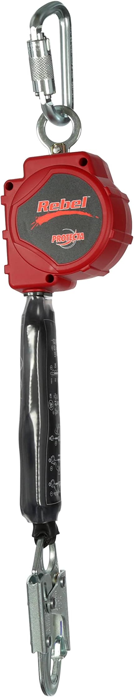 3100425 PROTECTA Rebel 11' Polyester Web Self-Retracting Lifeline, Black/Red