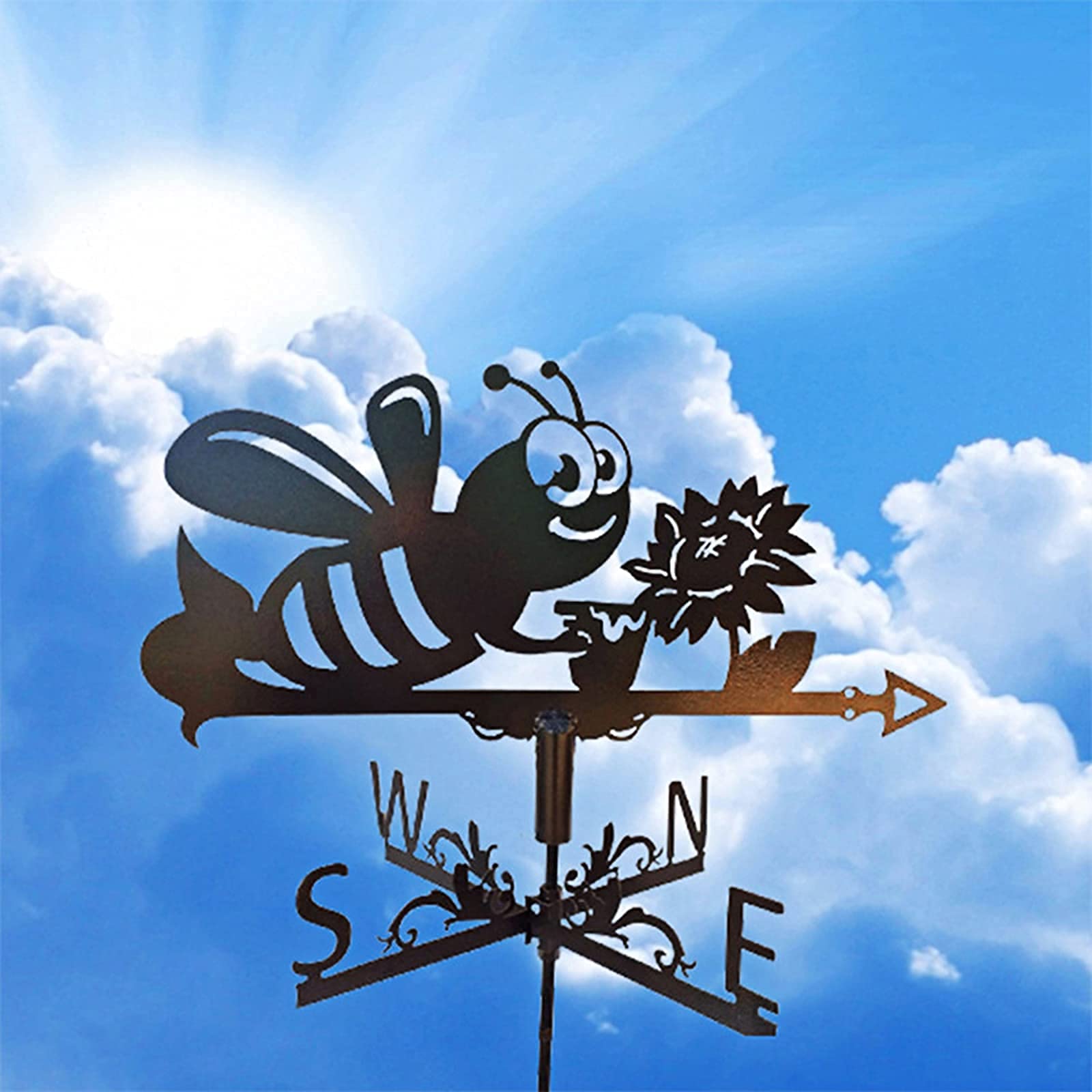 Pogoda Vane Weathervane do dachu - Weather Vane Pomiar Narzędzia Wskaźnik kierunku wiatru Wskaźnik Weathercock Stal nierdzewna do dekoracji ornamentu na patio (Color : Style-3)