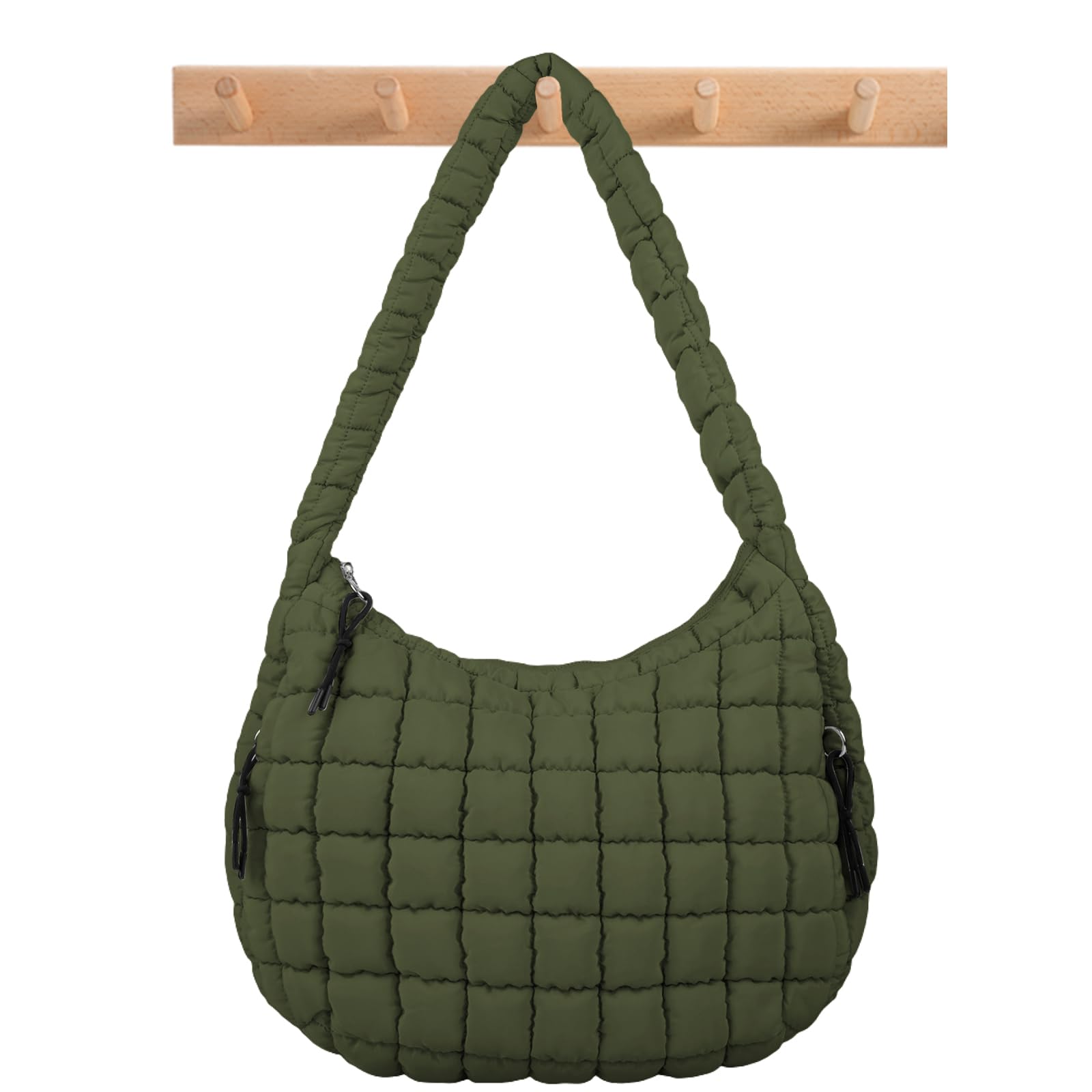 Quilted Puffer Tote Bag Puffy Crossbody Shoulder Bag with Zipper, Nylon Hobo Handbag Travel Carryall Bags for Women Girls