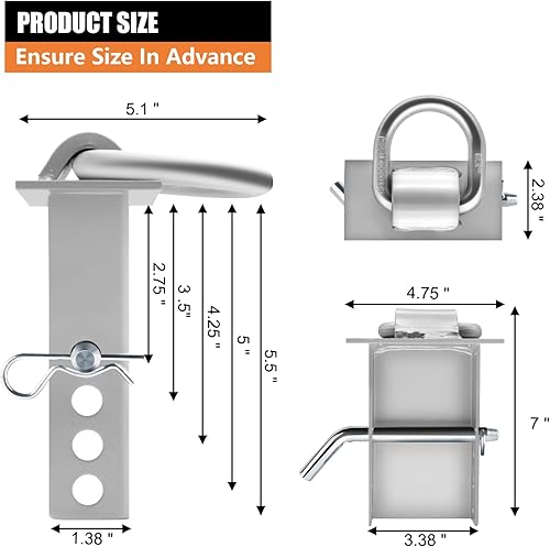 Miniatura 9 de Bolsillo de estaca con anillo en D, accesorios de bolsillo de estaca para remolque, carga de rotura resistente, 12000 libras (paquete de 6, negro