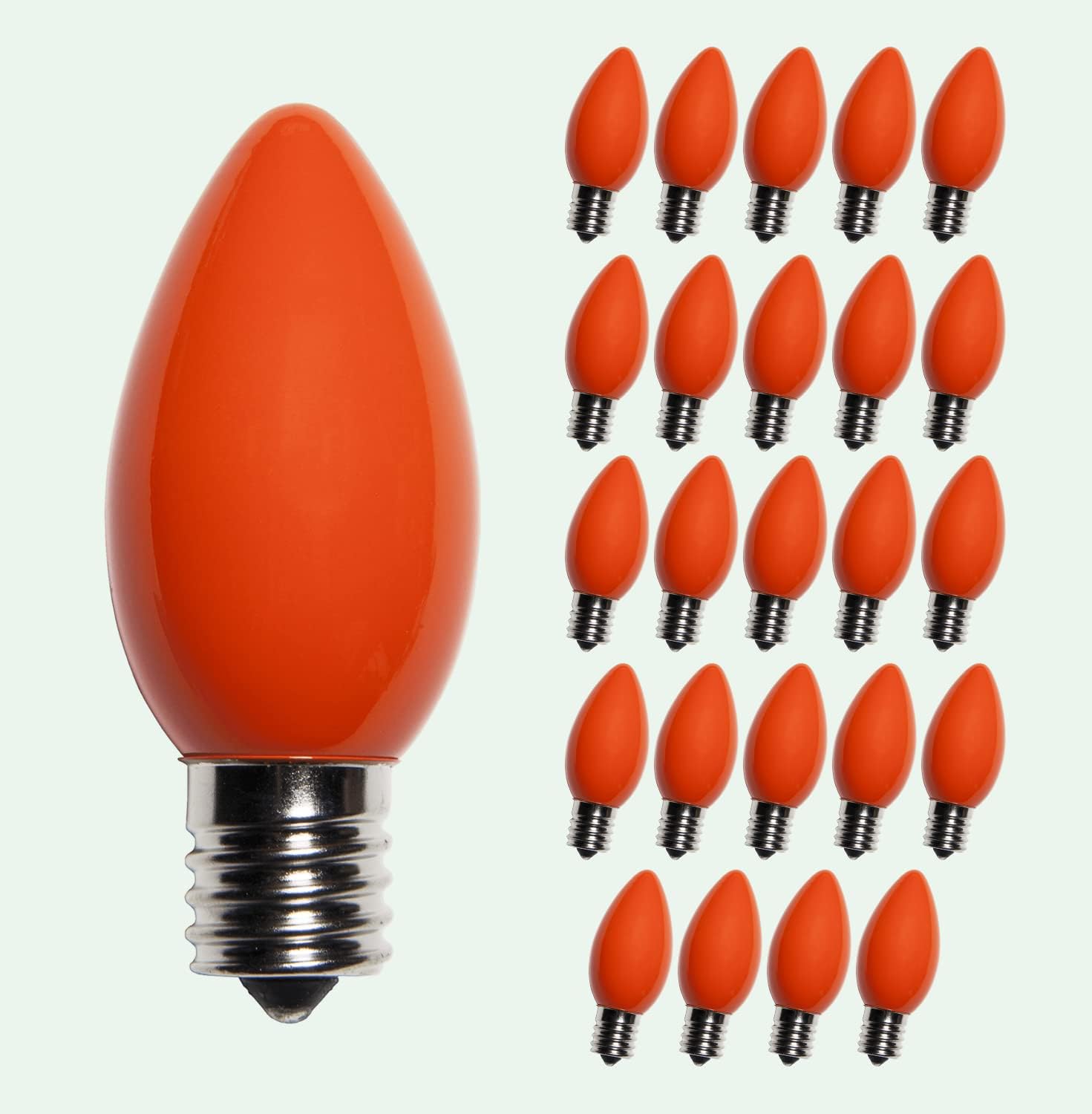 Sterl Lighting - 25 Pack, C9 Incandescent Ceramic Orange Night Light, 7 Watt, 120 Volt, 15Lm, E17 Intermediate Base, Decorative Colored Bulb for Christmas, Decorative, Indoor or Outdoor Patio, Parties