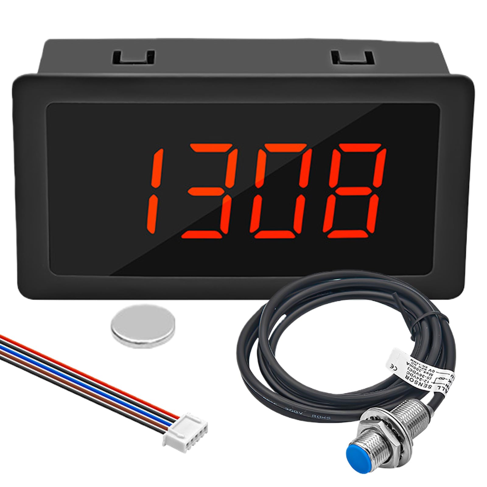 Contagiri digitale a LED: indicatore LED rosso, contagiri del motore, alta precisione, contagiri digitale con interruttore di prossimità Hall, per motori elettrici e macchinari
