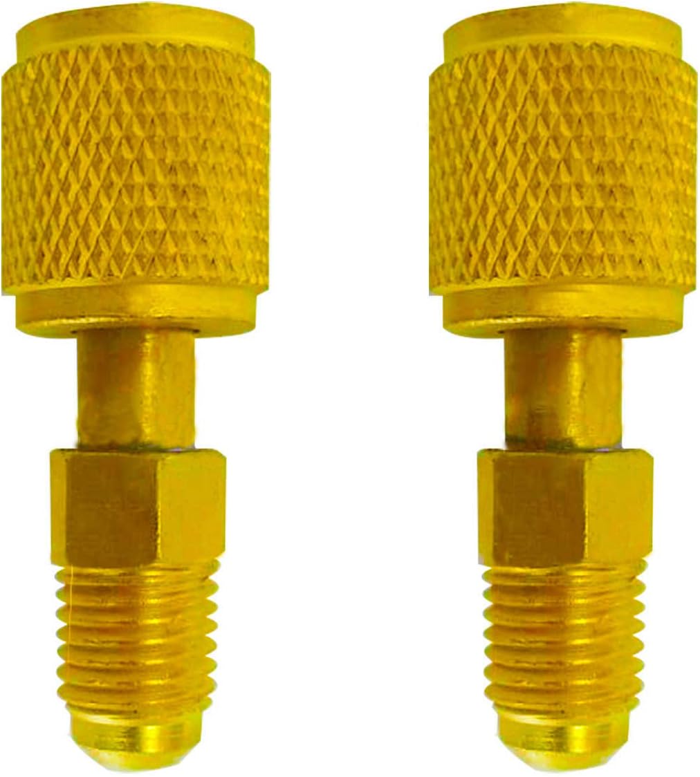 XINYITUO R410a Adapter for Mini Split HVAC System, Converts new R410a style 5/16 SAE service ports to accept older 1/4 SAE gauge hoses. (0°)