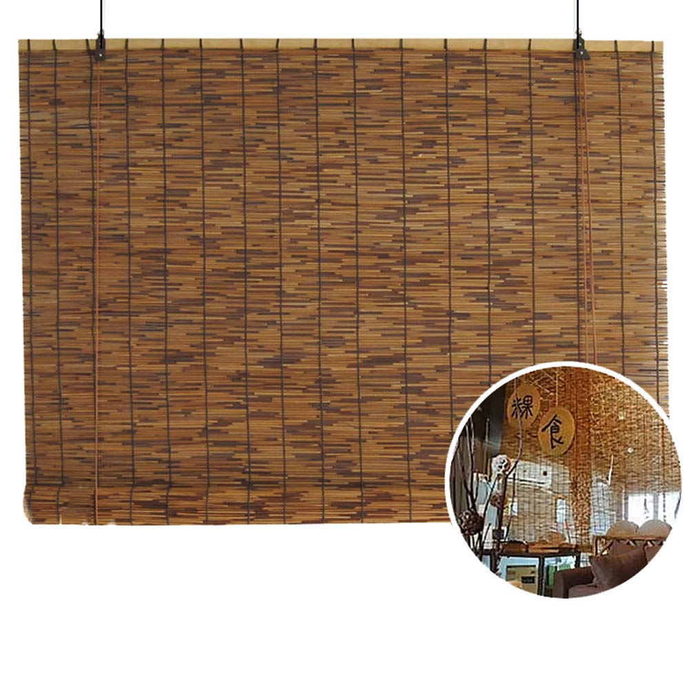 MANG Tenda A Rulloin bambù, Avvolgibile in bambù, Tapparella A Carrucola in Bamboo, Nessun Bordo in Cotone, Protezione Solare