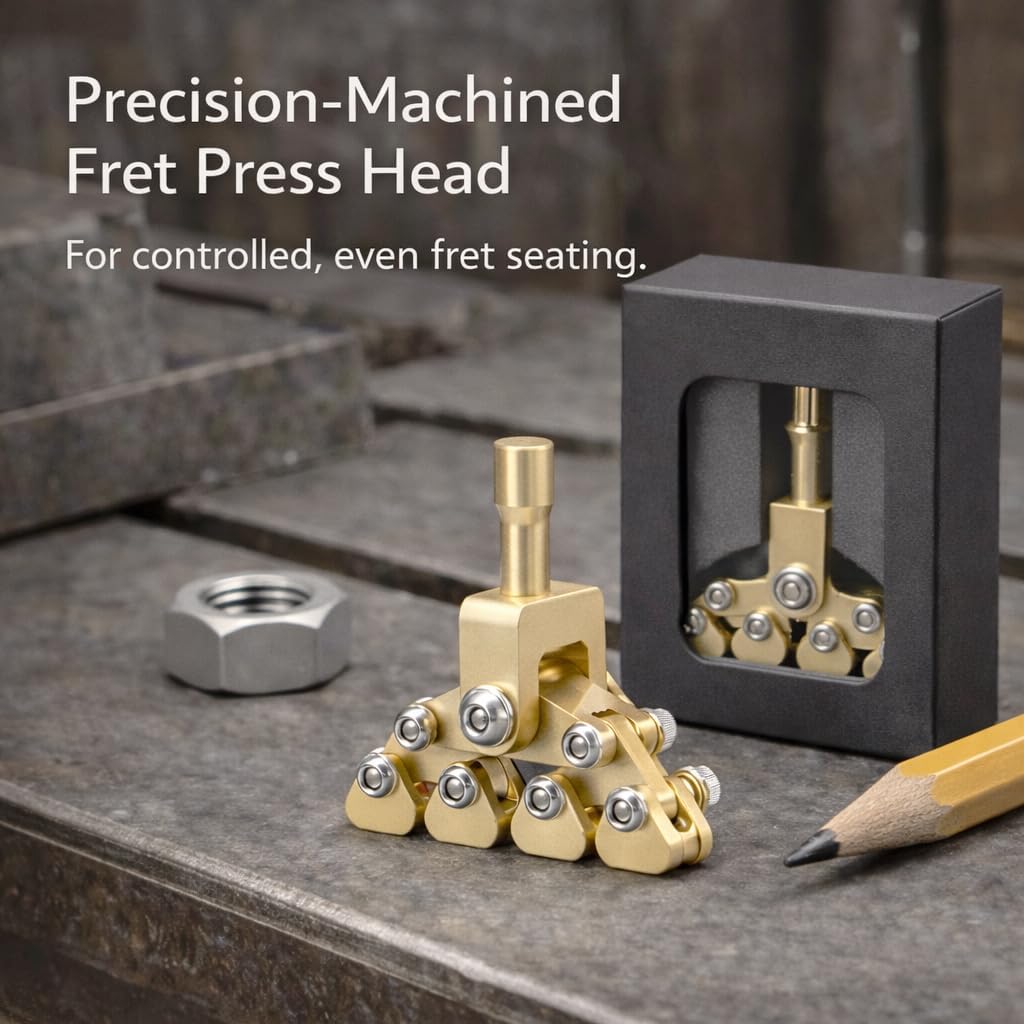Fractal Guitar Fret Press Caul- Self-Adjusting Luthier Tool - No Inserts Needed - Auto-Adapts to 7.25"-16" Radius - Fits 3/8" Arbor Press