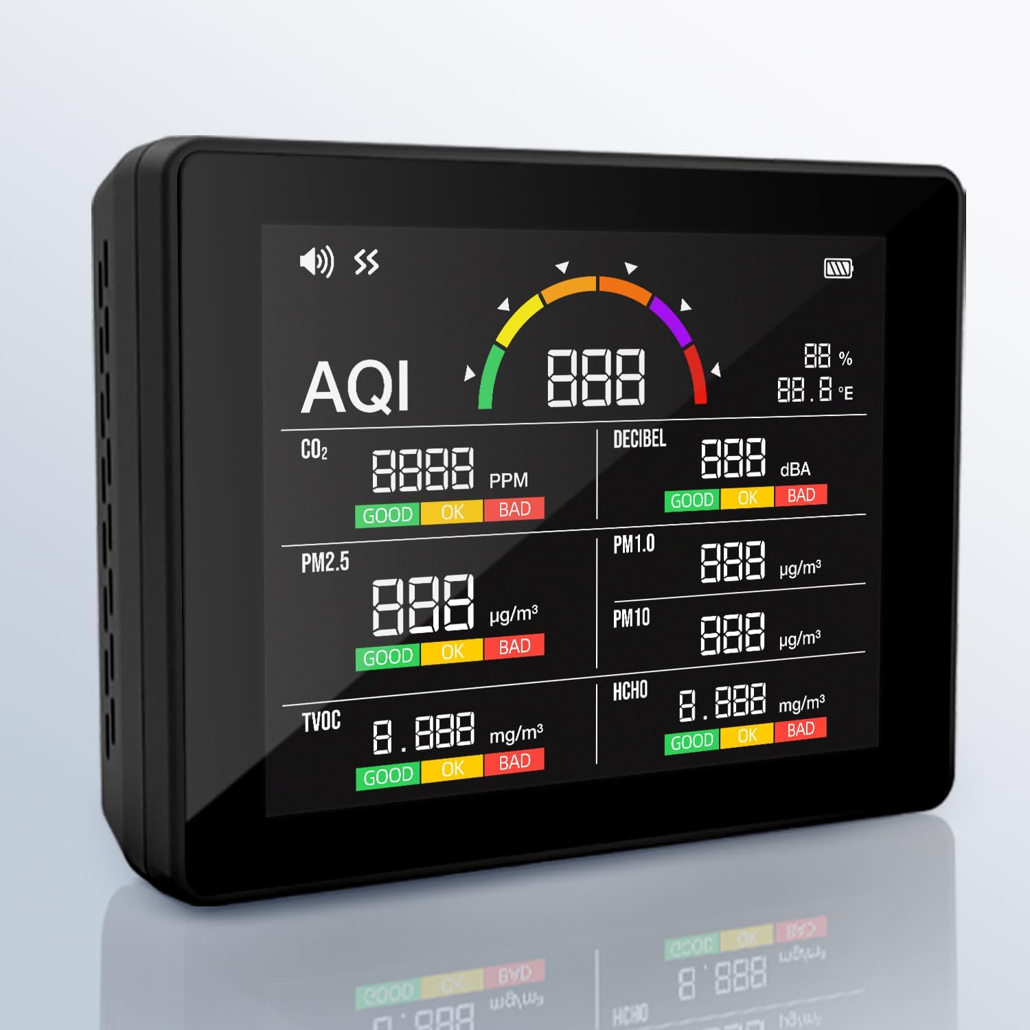 15-in-1 Indoor Air Quality Monitor with CO2, PM2.5/10, TVOC, HCHO