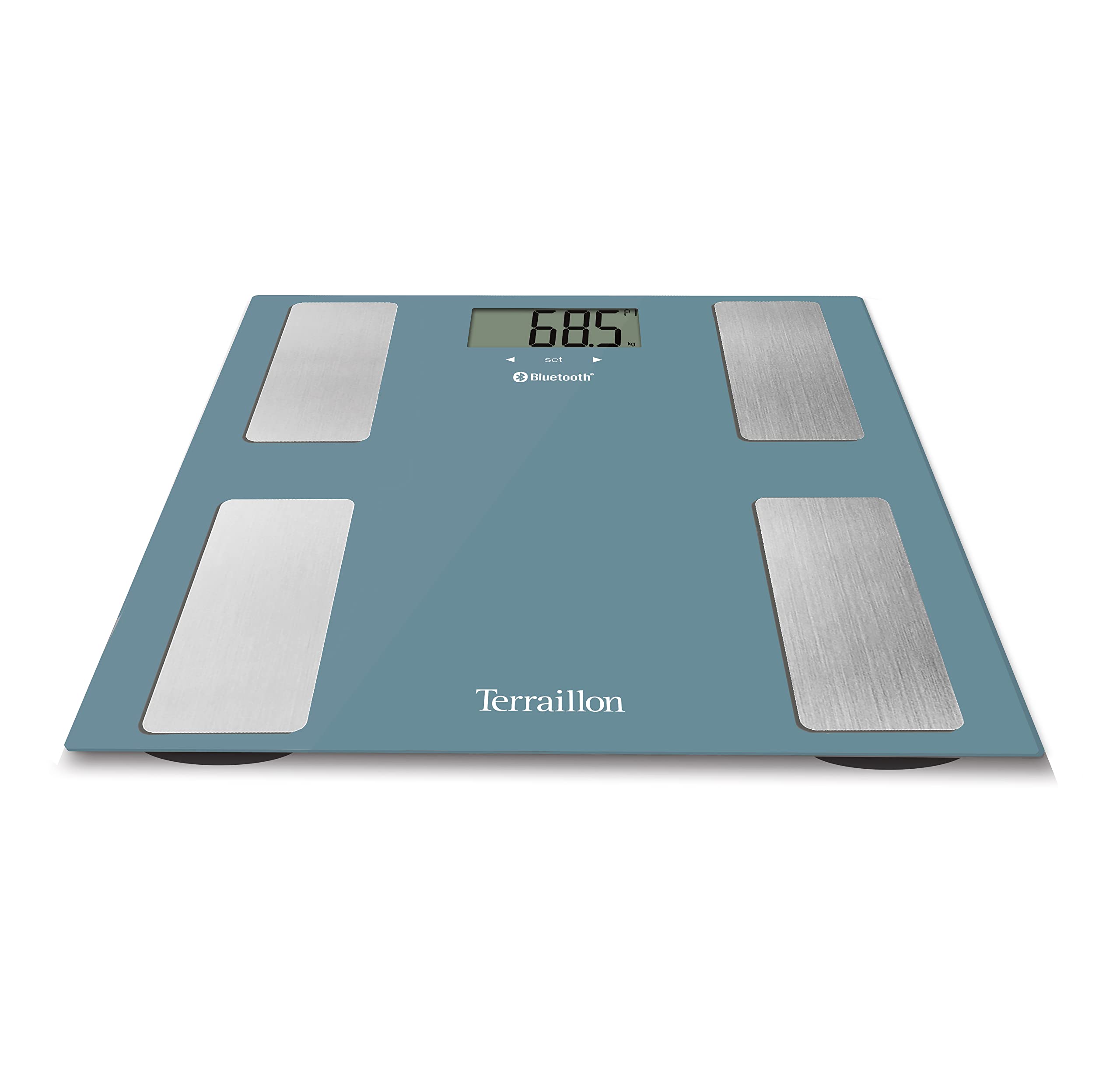 TERRAILLON -SMART CONNECT, Bluetooth PersonenWaage - Körperanalyse Gewicht und BMI, Körperfettwaage, Bis zu 8 Benutzer - Petrol Blau