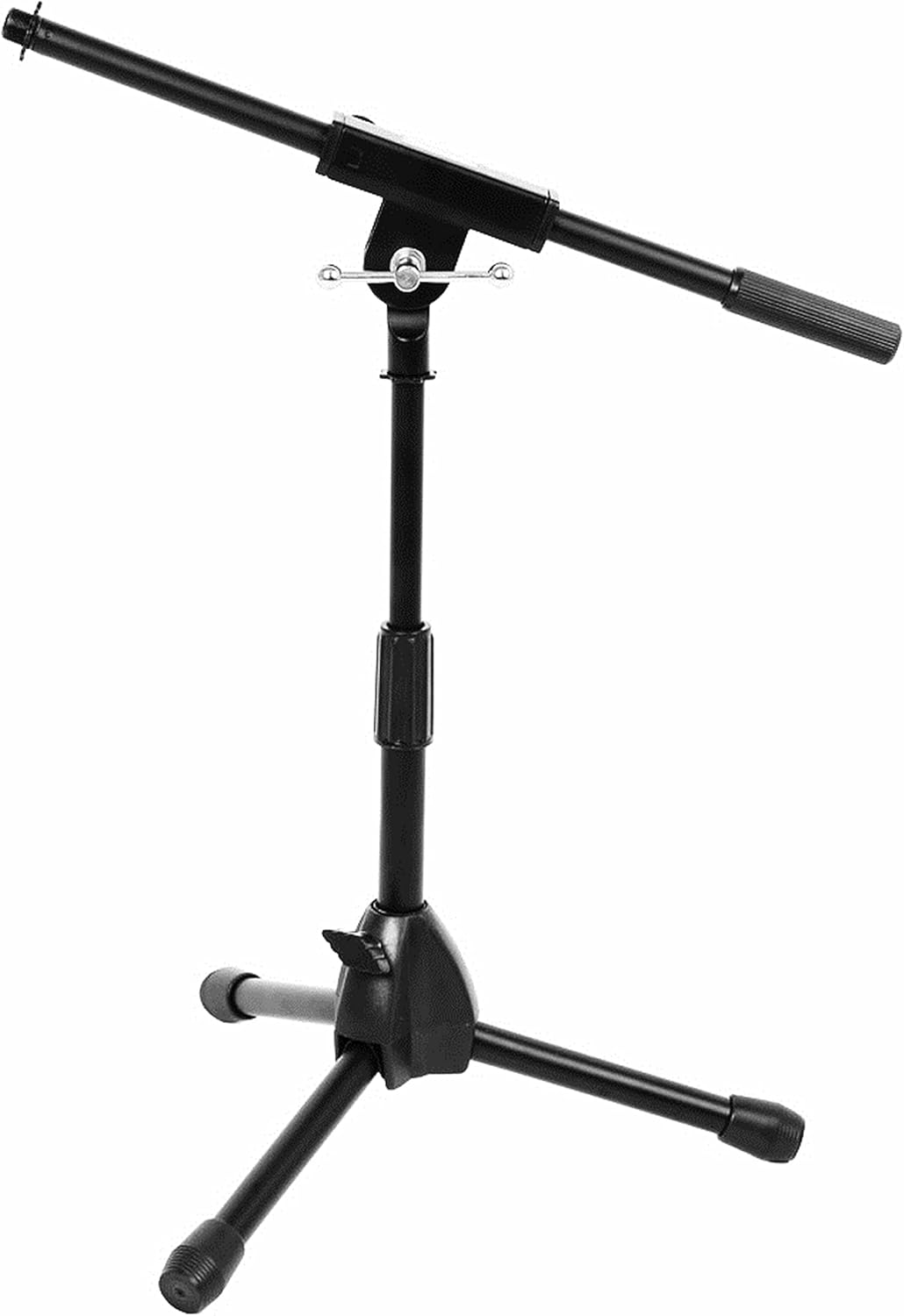 Stage Rocker Foldable Tripod Low-Profile Mic Boom Stand - Height Extending from 9.6'' to 16.9'', w/Adjustable Telescoping Arm Up to 9'', Lightweight/Convenient, Black, Powered by Hamilton(SR610121B)