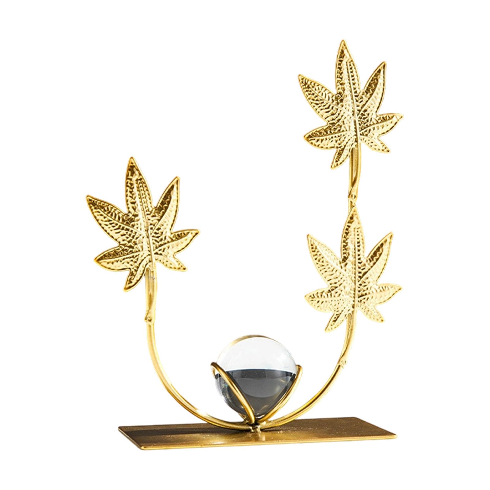 Osniyaw A Leaves Statues With Crystal Ball Rt Sculptures Iron Golden Leaves Figurines Sculptures Table Decoration Home Decor Table Decoration