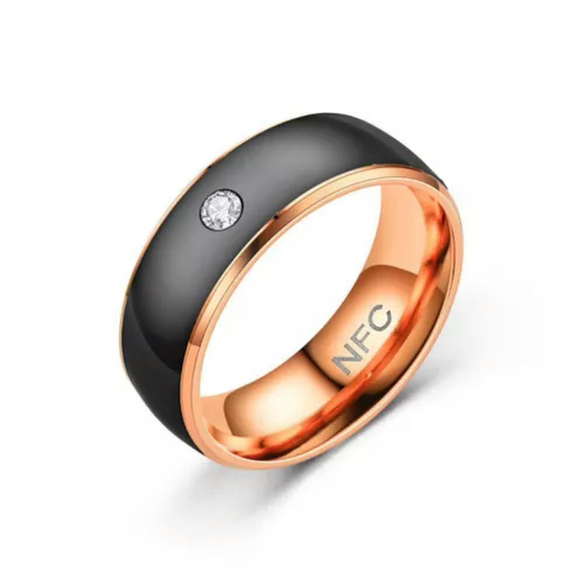 Wearable Connect NFC Smart Ring NFC Finger Ring for Android Phone Men-Black Rose Gold-7