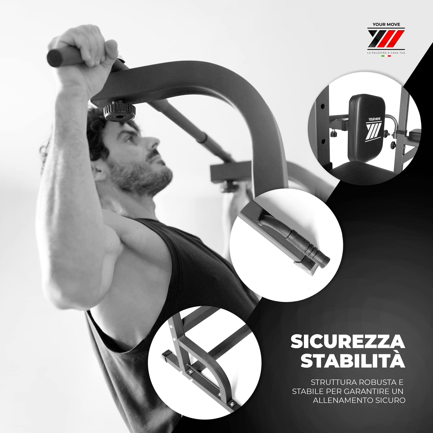YM Power Tower Stazione Fitness Multifunzione per Flessioni Trazioni Fitness e Addominali, Dip Station Professionale, per Allenarsi a Casa e in Palestra