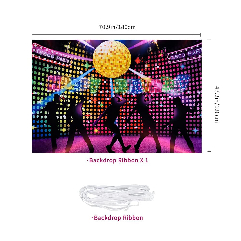 70er Jahre Disco Party Banner – Retro Hintergrund Für Foto-Booth, Neon, 185x90 Cm, Aus Stoff – Perfekt Für Geburtstag, Nachtclub, Feiern