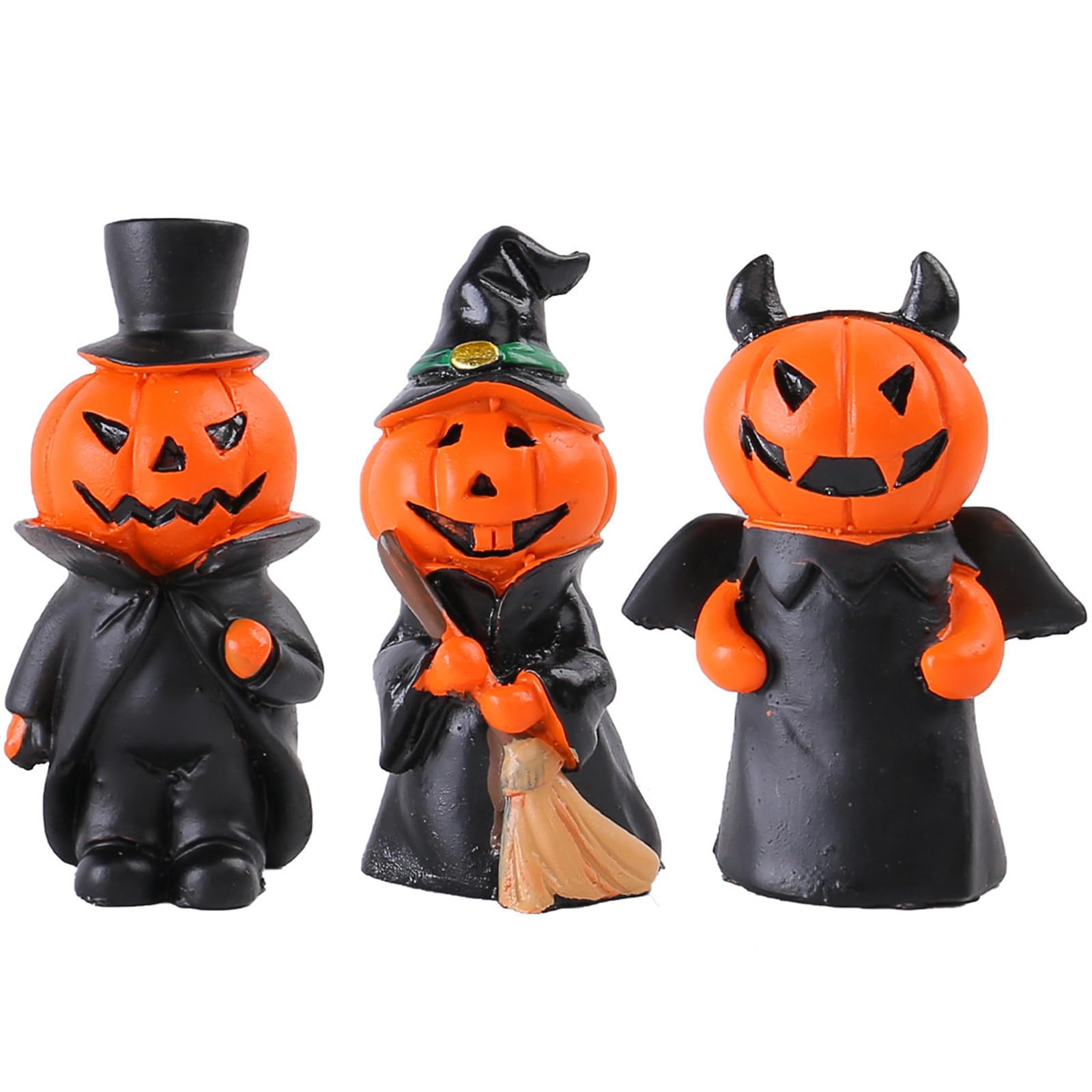 Xjdzineq 3PCS Pumpkin Statues Halloween Decoration Resin Pumpkin Tabletop Ornament for Mantels Tabletop Display Resin Craft