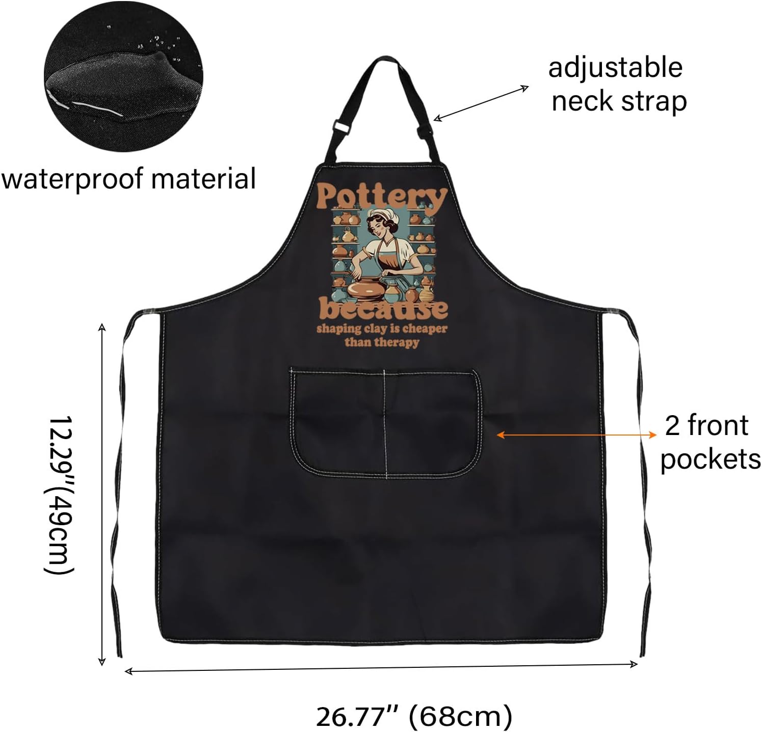 WCGXKO Pottery Gift Ceramic Artist Gift Funny Pottery Kitchen Apron Clay Maker Merch for Pottery Lover - Image 2