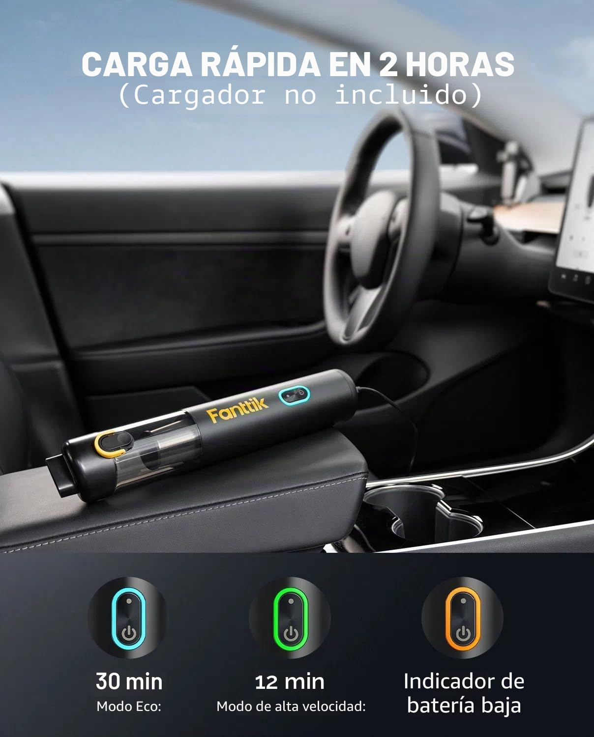 Fanttik Slim V8 Mate Aspiradora inalámbrica para coche 12000 Pa mini portátil carga tipo C