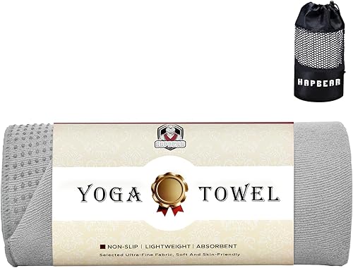 HAPBEAR Hot Yoga Towel - Non Slip Yoga Mat Towel with Grip Dot, Super-Absorbent, Soft Microfiber Towel for Hot Yoga, Pilates and Fitness