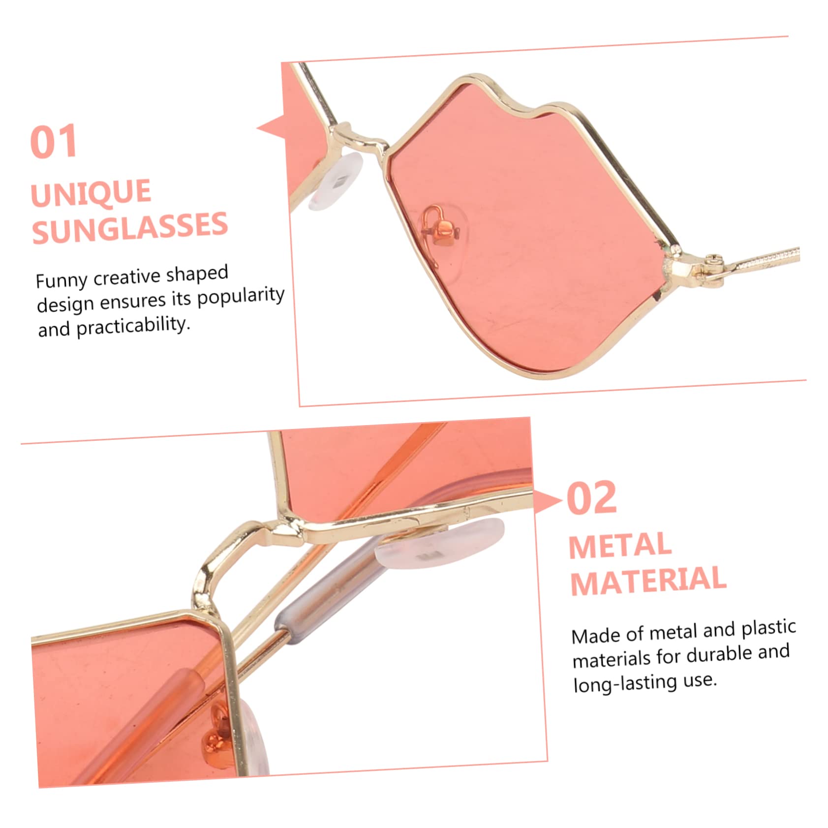 BESPORTBLE Lip Shaped Designer Sunglasses Women's Fashion Sunglasses Orange Decorative Sun Glasses