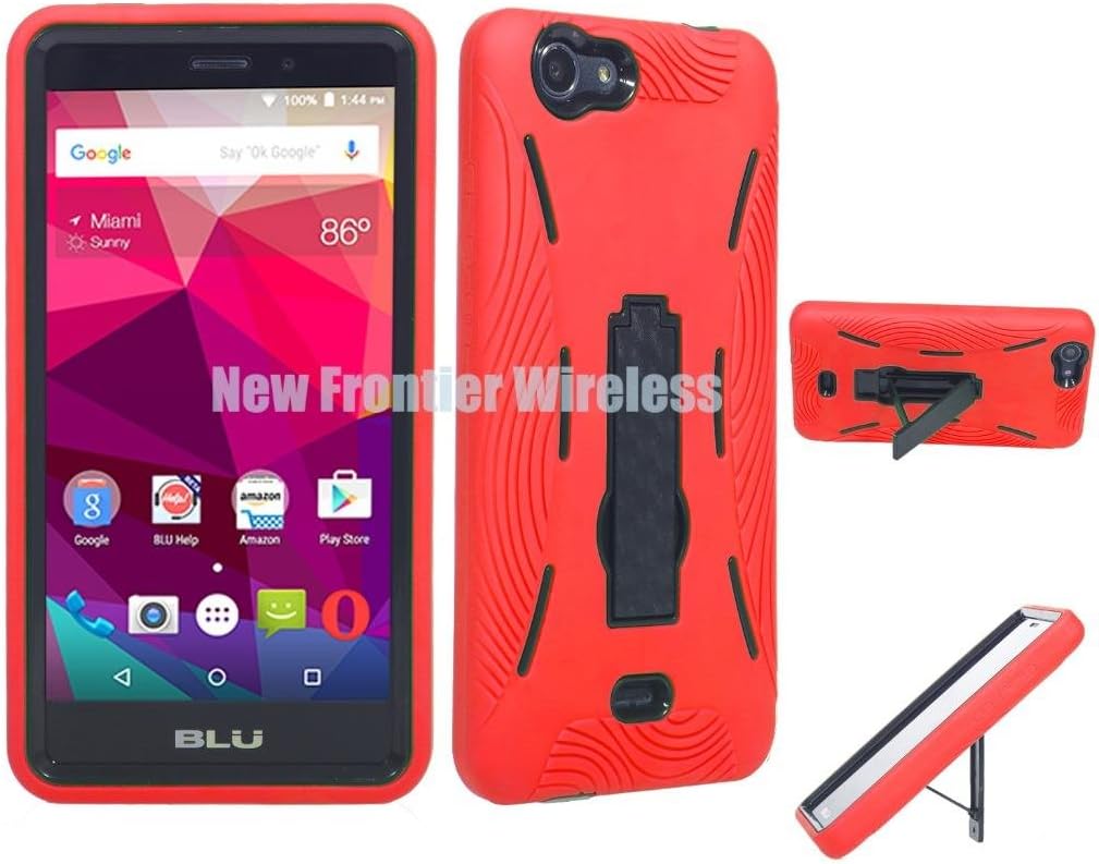BLU Life XL (L050U) Premium Rugged Heavy Duty Dual Layer Kickstand Case (HVD Red/Black)