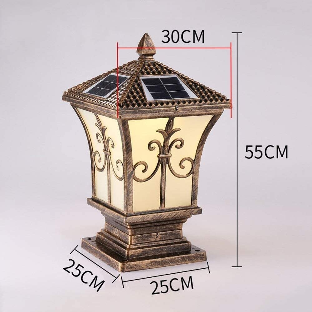 Lampa ogrodowa Zewnętrzna wodoodporna lampa piętna LED Solarna słupek Lampa kolumnowa Odlewany szklany klosz Kwadratowa brama Lampa na filarze Balkon Trawnik Nawa ogrodowa Weranda Podwórko Ulica Lampa