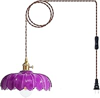 Vista 10 de Lámparas colgantes Isla de cocina: Lámpara colgante de vidrio ámbar con interruptor giratorio, base E26 - Iluminación moderna para comedor