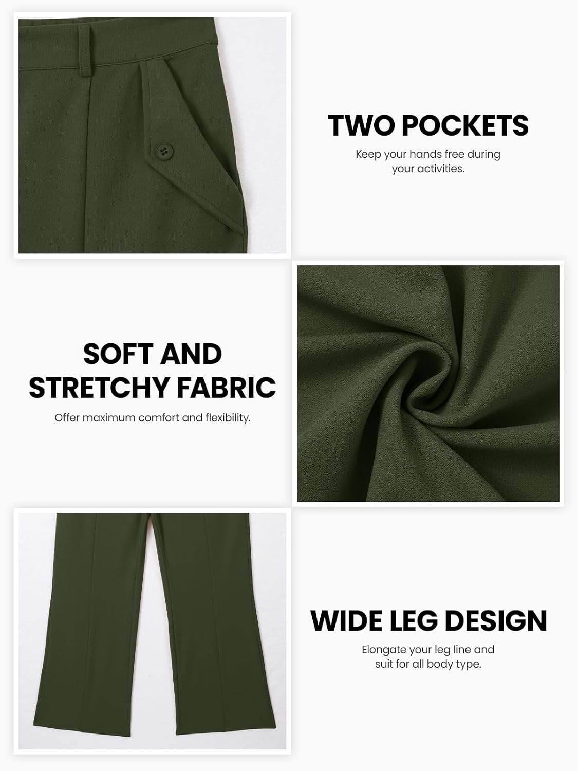 Plus Size Women's Wide Leg Dress Pants - Slacks for Business Casual, Work Clothes for Office