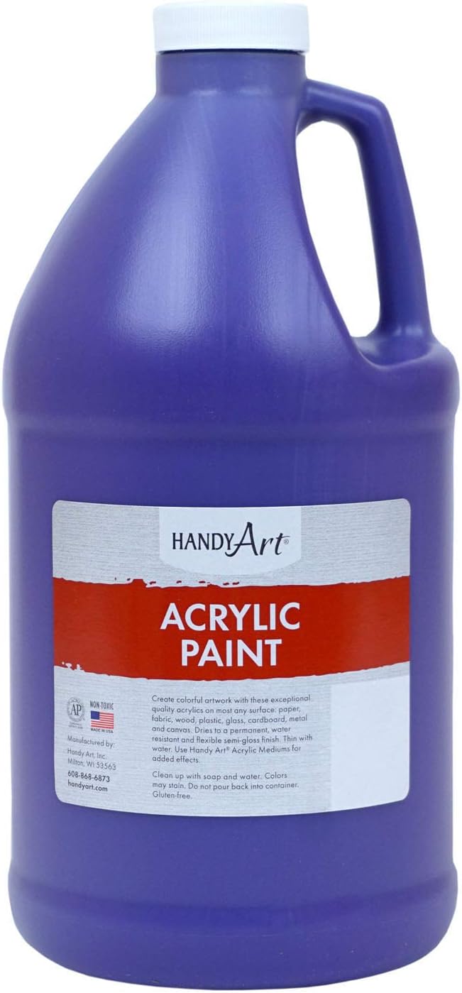 Acrylic Paint, Violet, 64 oz Half Gallon Bottle, Semi-Gloss Student Fluid Acrylic, Creamy Flow Consistency, Rich Brilliant Color, Certified Safe & AP Non-Toxic, Made in USA