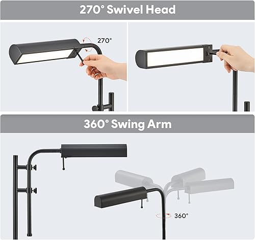 Miniatura 4 de VONLUCE Lámpara de escritorio rústica, lámpara de mesa de metal ajustable de estilo industrial, lámpara de lectura regulable para sala de estar,