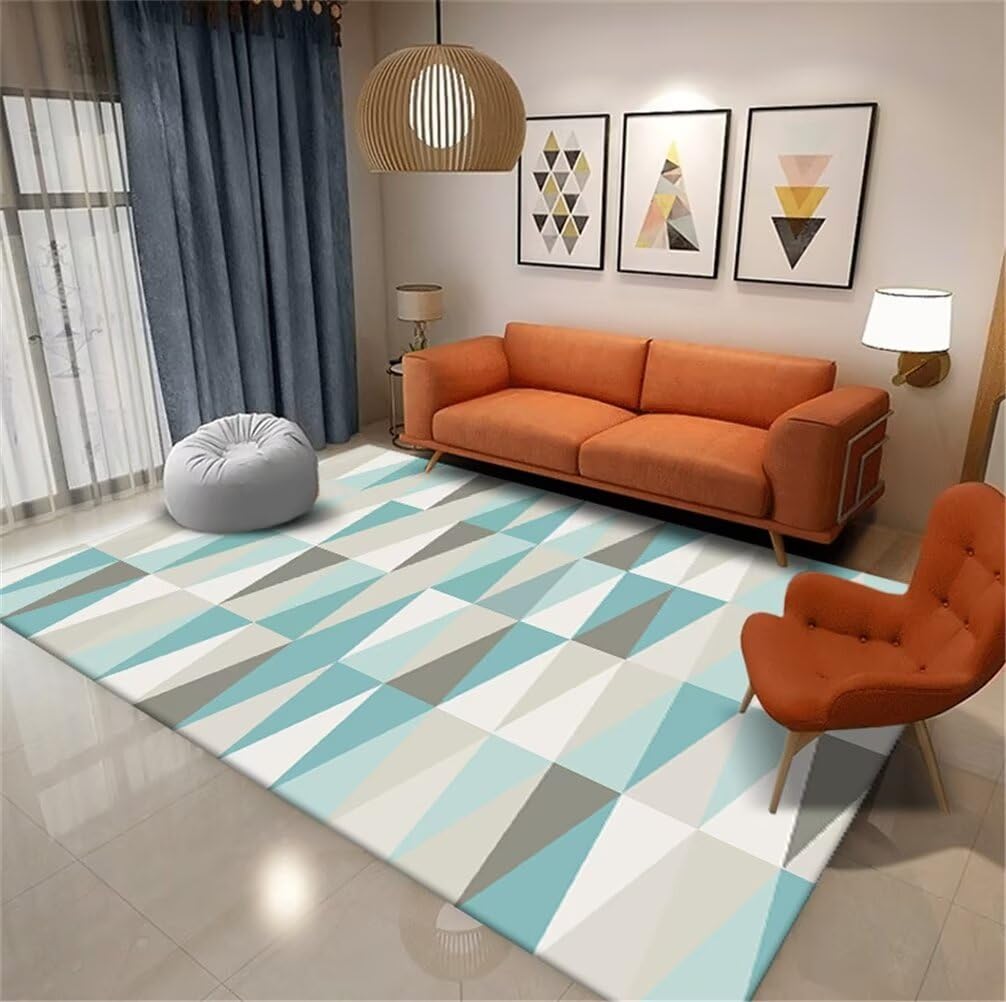 Tapis lavable et doux pour salon ou chambre d'enfant géométrique