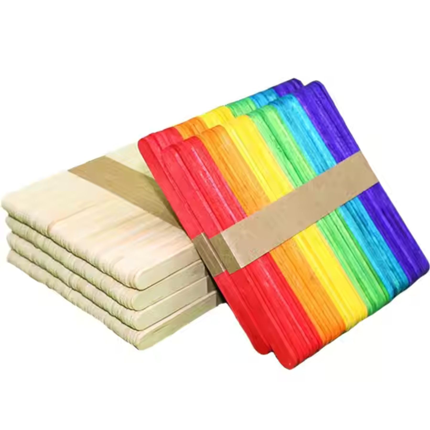 GOLD LEAF 200 Pcs Colorful Wooden Craft Sticks – Multicolor Ice Cream & Popsicle Sticks for DIY Art Projects, School Crafts & Kids’ Activities.-image-2