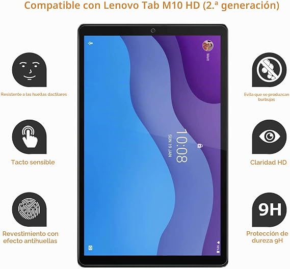 Hianjoo 2 Pieces Screen Protector Compatible with Lenovo Tab M10 HD (2nd Gen) 10.1 Inches, Premium Glass Tablet Screensaver Tempered Glass 9H Hardness High Clarity [Not Suitable for M10 Gen 3]