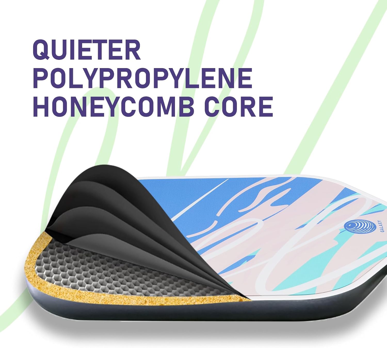 Pickleball Paddle, Kawasaki Galaxy Pickleball Racket Ultra Lightweight Fiberglass Surface & PP Honeycomb Core Entry-Level Pickle Ball Paddle 15mm