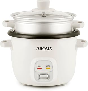 AROMA ARC-302-1NG 2-Cup Rice Cooker & Steamer - 4-Cup Cooked, Auto Keep Warm, Versatile Grain & Soup Maker, White
