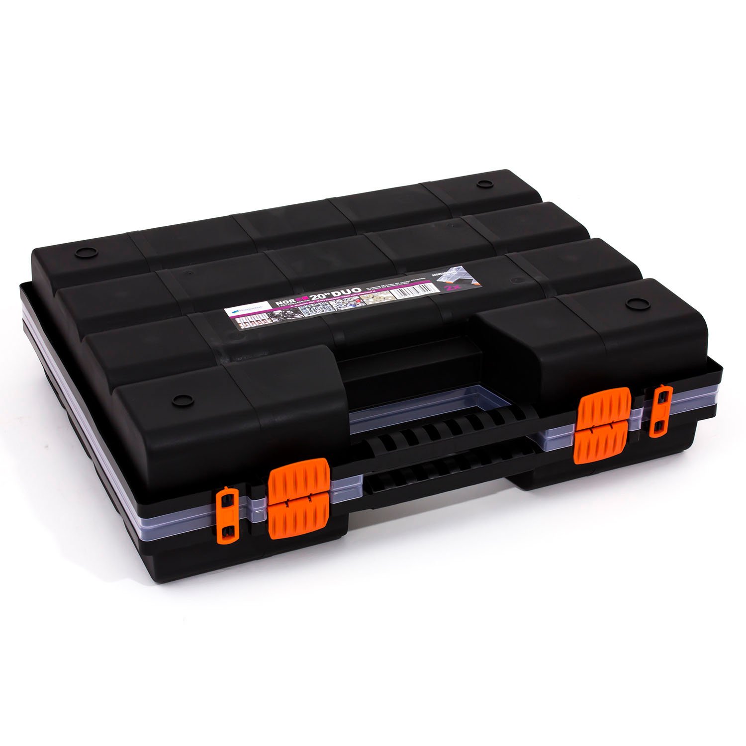 Scatola organizer doppia NOR 20" DUO con pareti rimovibili e 36 scomparti, 8 misure