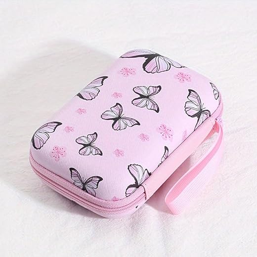 Data Cable Charger Storage Bag Headphone Storage Box Anti-fall Zipper Bag Travel Gift Electronic Storage Bag (Butterfly powder)