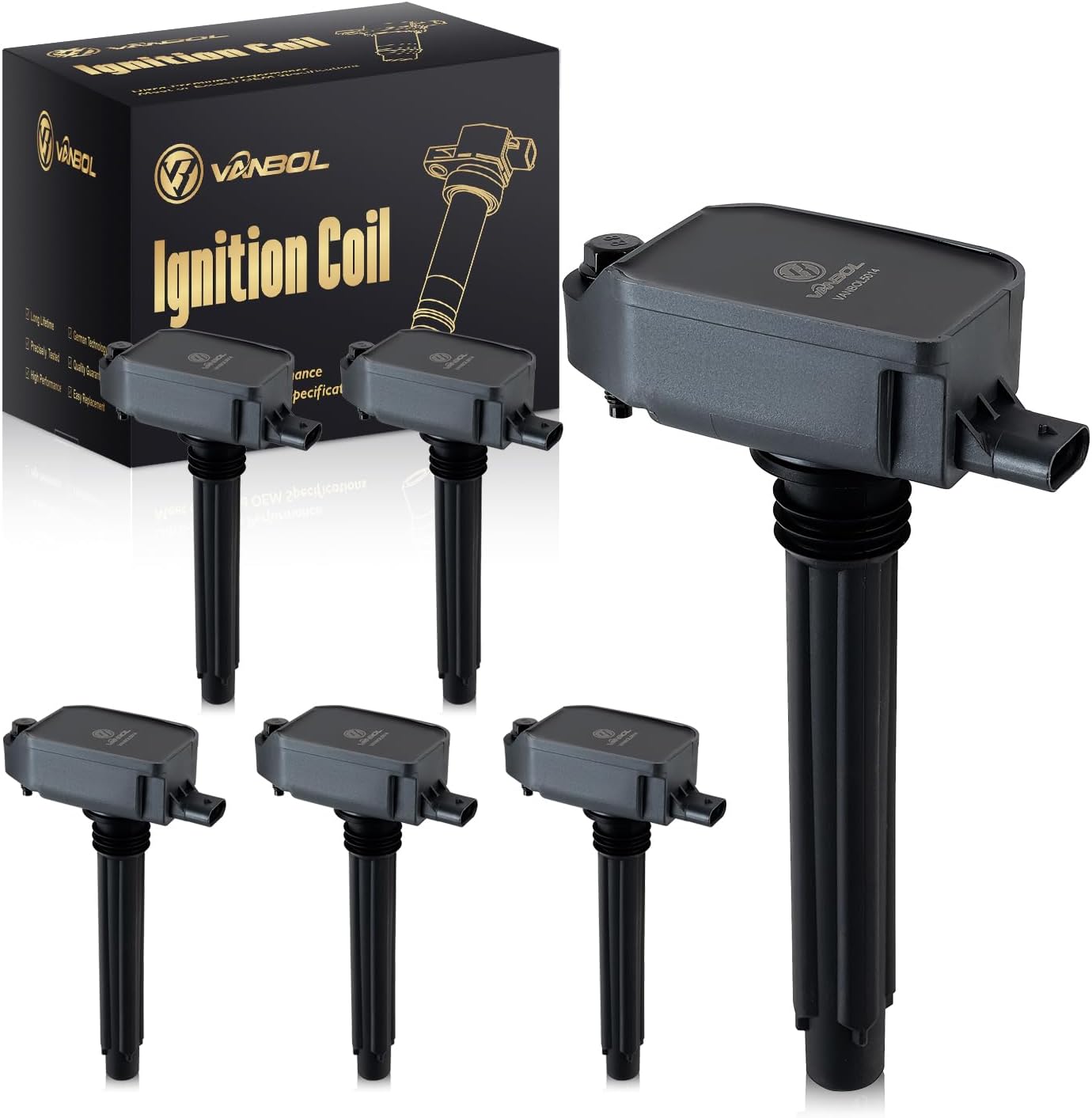 Set of 6 Ignition Coil Pack UF807 & Iridium Spark Plug Compatible with 2016-2024 Jeep Grand Cherokee Wrangler Dodge Durango Chrysler Pacifica Ram 1500 Voyager V6 3.6L Replace 68223569AB 93175