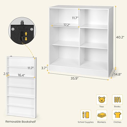 Miniatura 3 de Cowiewie Organizadores y almacenamiento de juguetes, estantería infantil de 5 secciones para organizar libros, juguetes, armario de almacenamiento