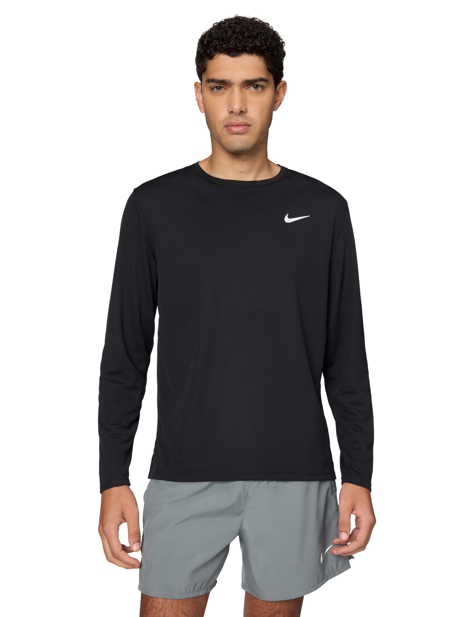 Nike Top M NK DF UV Miler Top Ls, Black/​Reflective Silv, FB7070-​010, 2XL