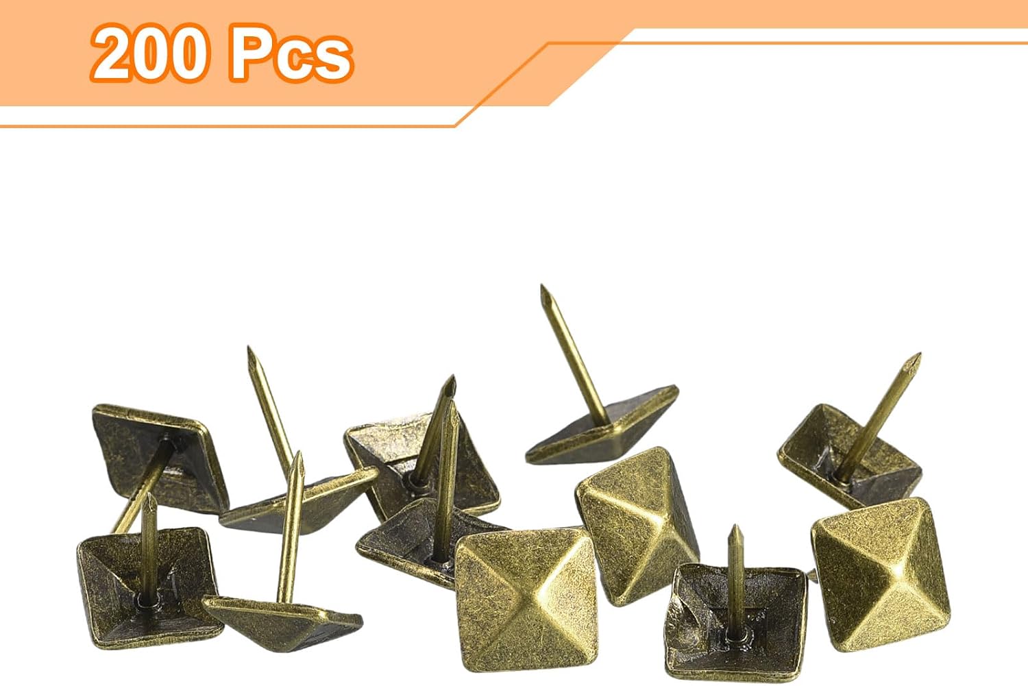 uxcell Upholstery Tacks Nail Pins Furniture, 200Pcs 12x17mm Thumb Tack Pins Assortment Kit Carbon Steel for Home Sofa DIY Decorative Nail Heads Nails, Yellow Bronze