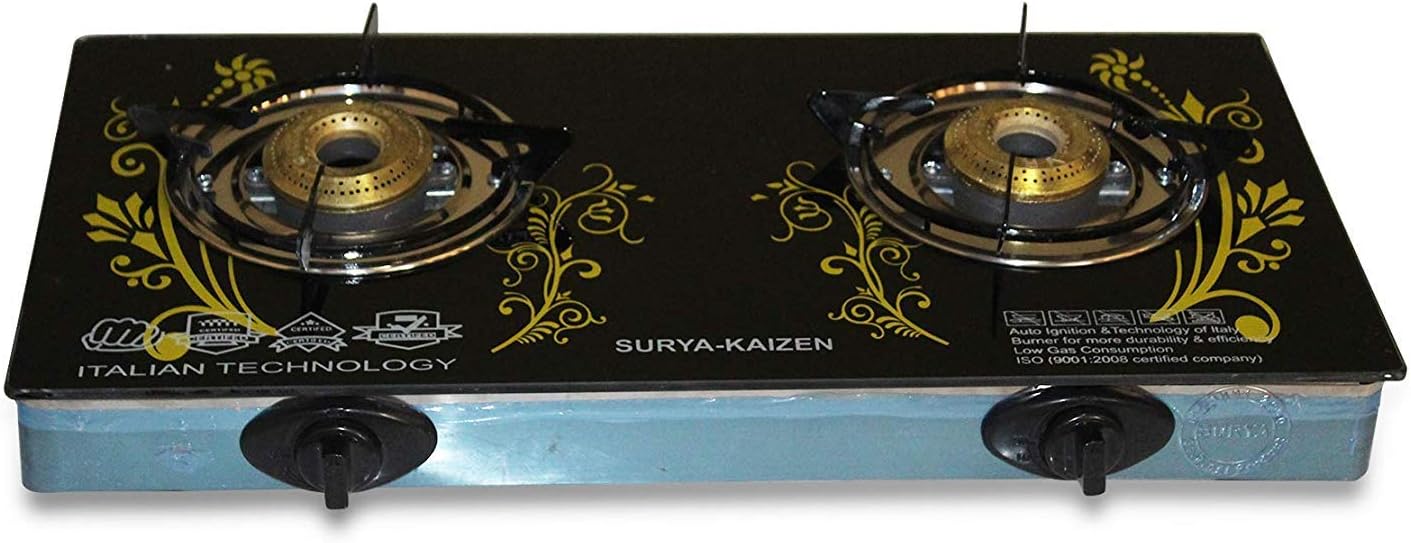 AKSHAT Gas Stoves 2 Burners (Design May Vary Slightly) with Auto Ignition and Heavy Body by Akshat | Gas Stove | 2 Burner Gas Stove | Automatic Gas Stove
