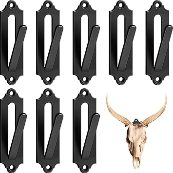 12 Pack European Style Mount Skull Wall Mount Bracket Hanger Deer Hanger with Easy Installation Kit for Indoor/Outdoor/Small Game/Animal/Mule/Coyote/Antelope, Black
