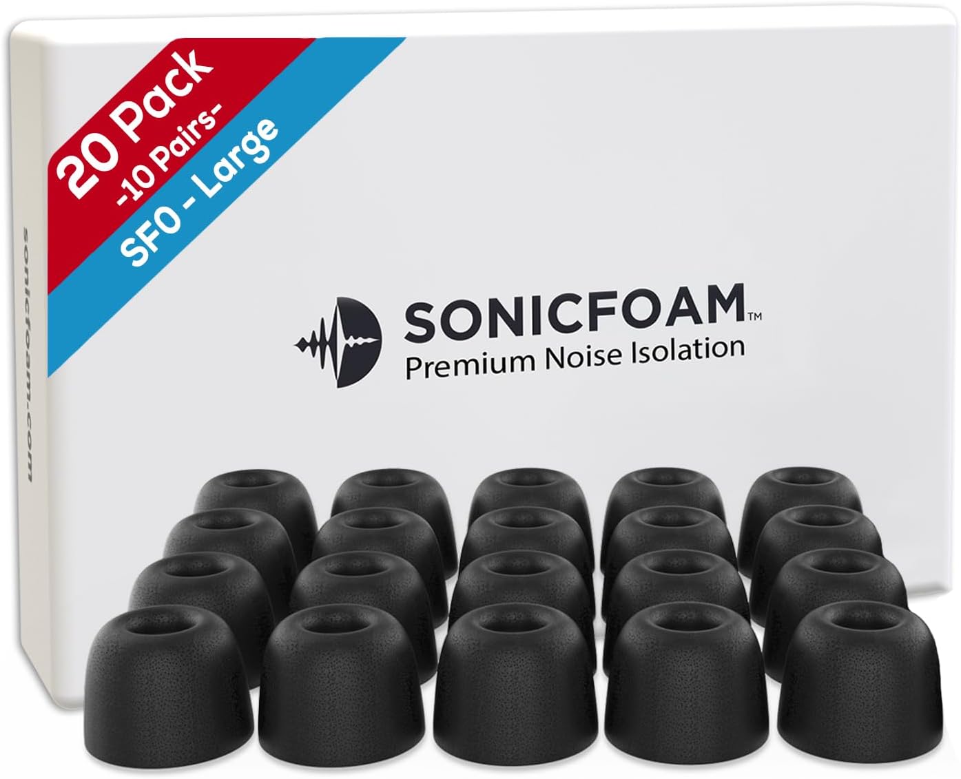 SONICFOAM Memory Foam Earbud Tips Premium Noise Isolation