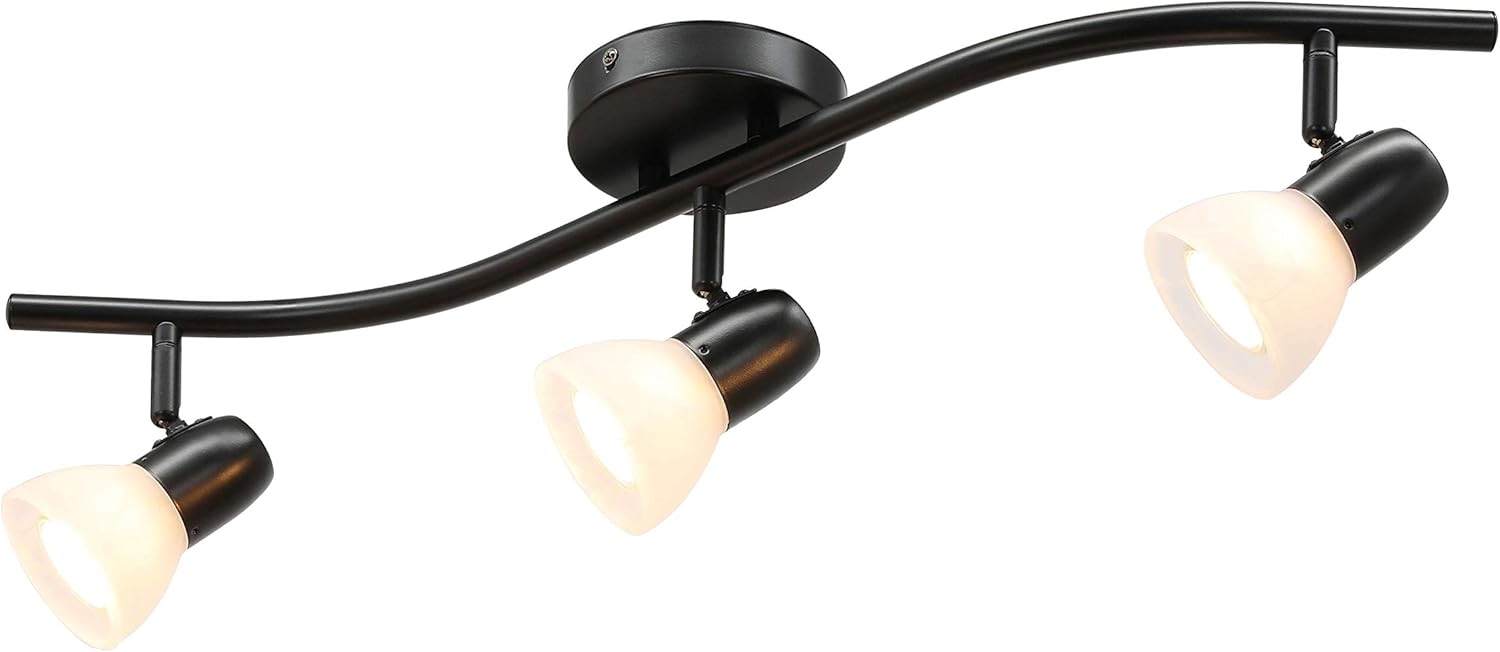 XiNBEi Lighting Track Lighting, 3 Light Modern Black Curved Kitchen Track Ceiling Light Fixtures XB-TR1223-3-MBK